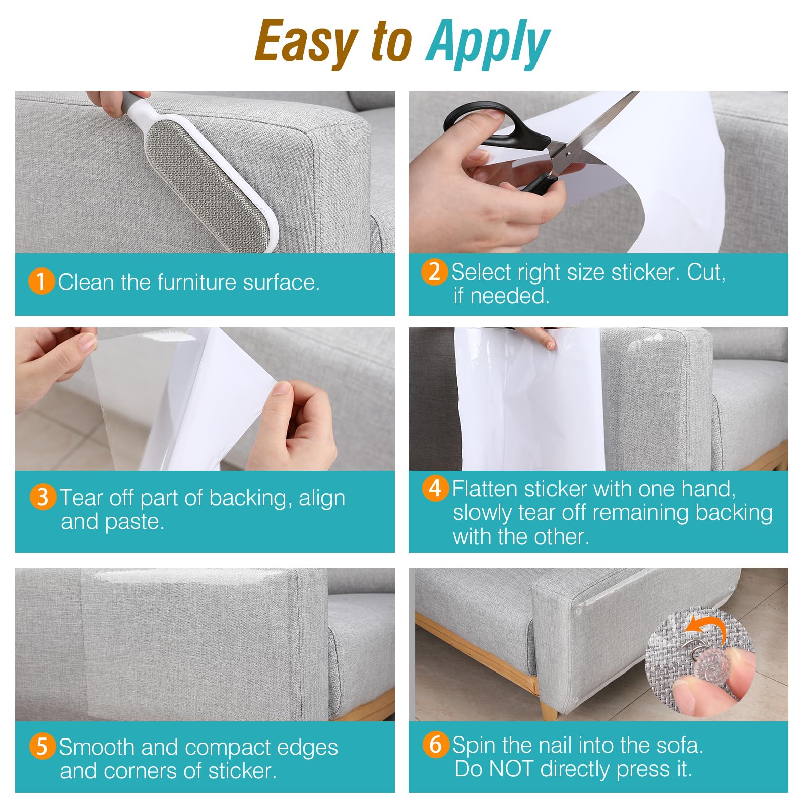 VavoPaw Cat Scratch Deterrent Tape - 10 Pack Single Side Sticky Furniture Protector for Couches, Sofas & Corners | Anti-Scratch Training Tape for Cats with 60 Pins | Protect Your Furniture from Cat Damage & Clawing