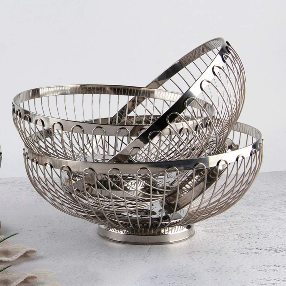 DOITOOL Black Wrought Iron Fruit Basket - Rustic Metal Wire Bowl for Fruits, Vegetables, Bread & Kitchen Storage - Durable Colander & Stand for Countertop, Dining Table & Pantry Organization