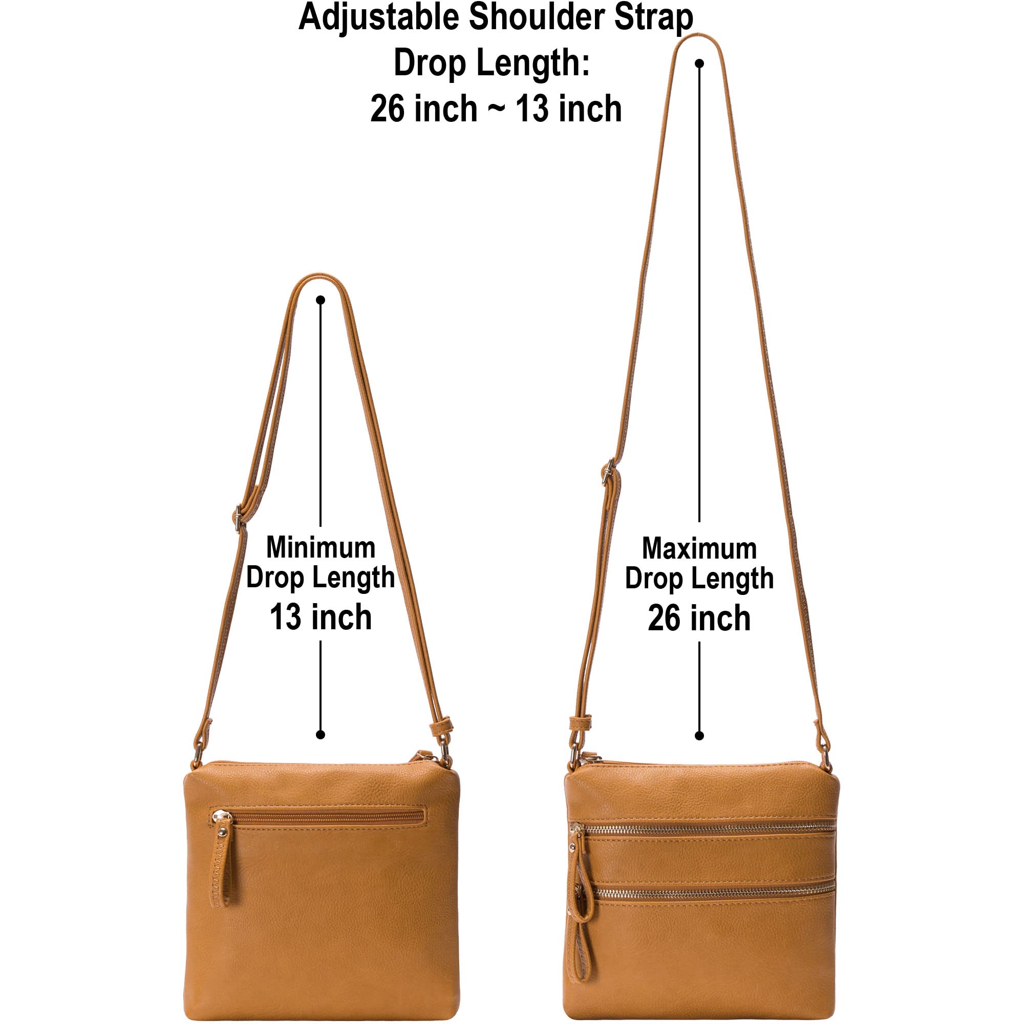 Solene Multi Zipper Pocket Crossbody Bag with Adjustable Strap - Lightweight Travel Purse & Everyday Messenger Bag for Women - Perfect for Daily Commute, Shopping & Travel Accessories