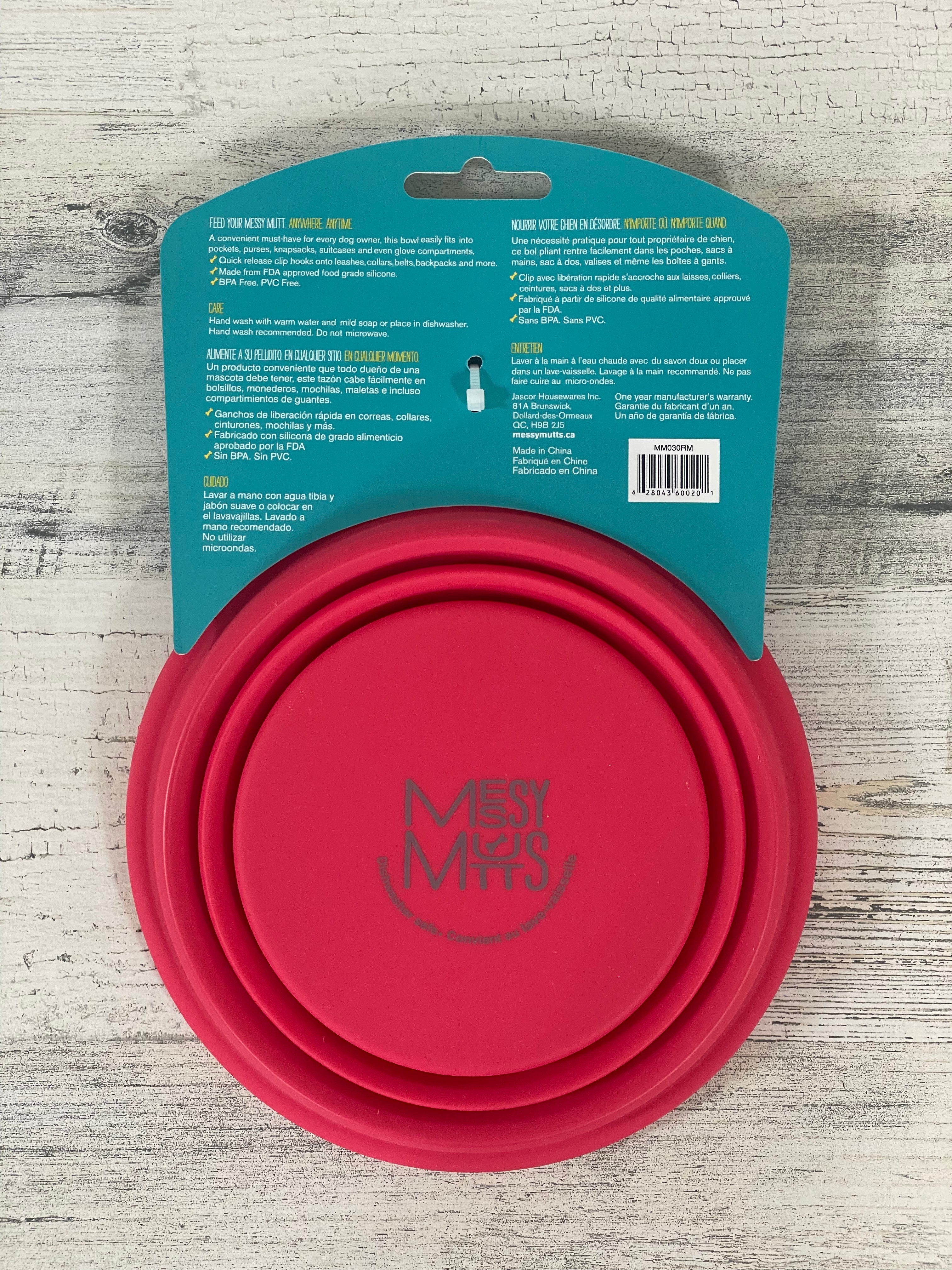 Messy Mutts Collapsible Dog Bowl - Portable Travel Water & Food Dish for Dogs - Perfect for Hiking, Camping & Outdoor Adventures