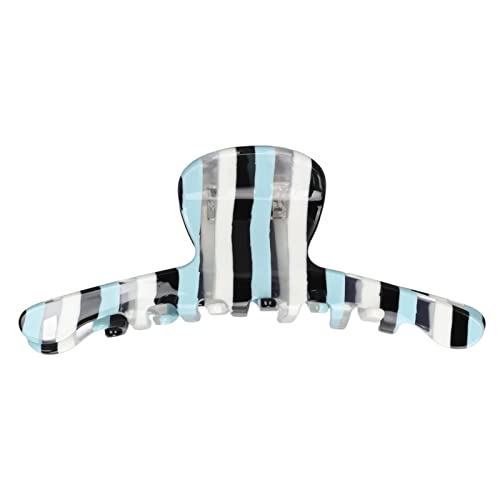 Elegant Hair Claw Clips for Women - Medium Size Non-Slip Hair Clips for Makeup, Morning Styling & Face Washing (Blue Striped) | Perfect for Home, Office & Travel Use