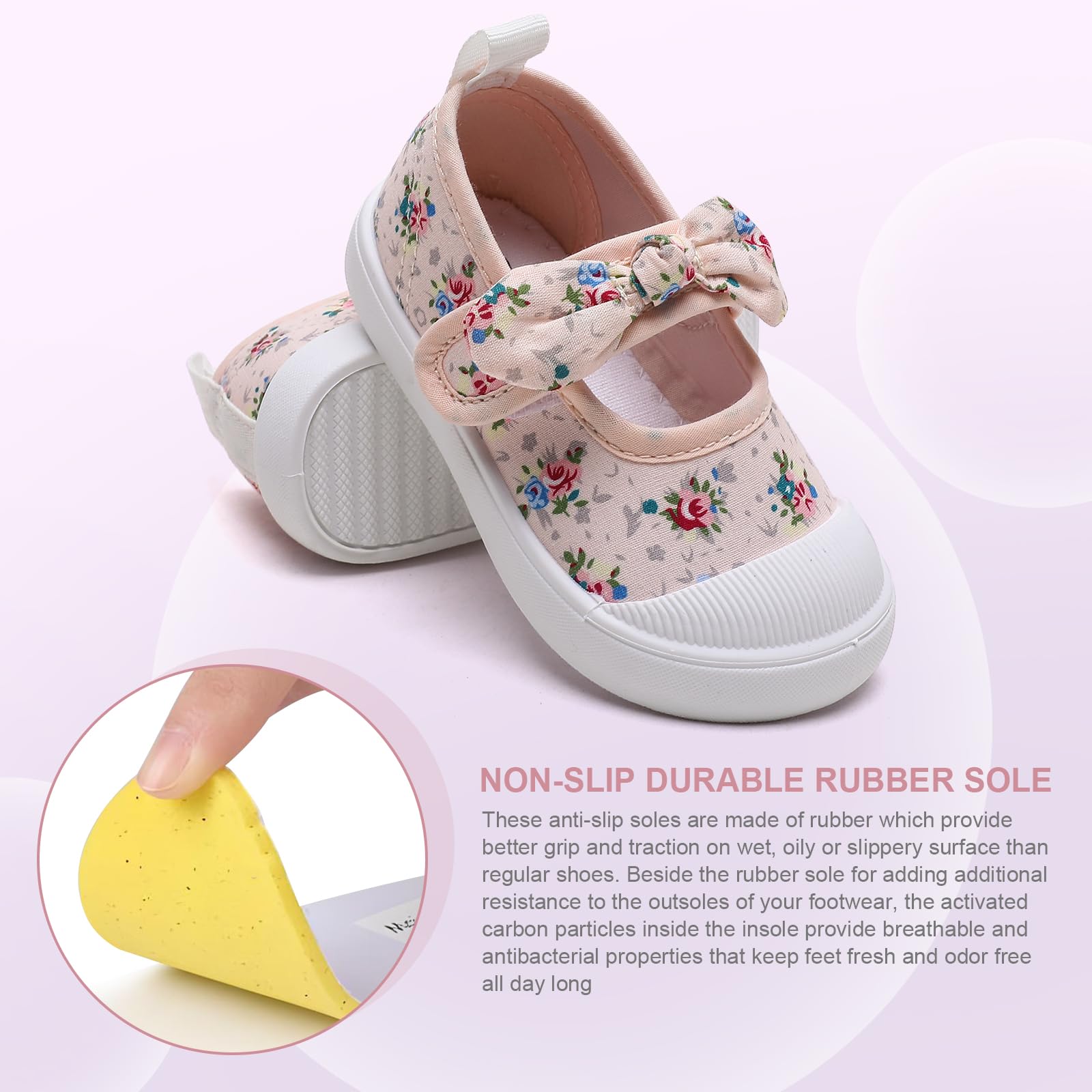 Toddler Girl's Canvas Sneakers with Bowknot - Mary Jane Flat Shoes for Kids | School Uniform & Dress Shoes | Perfect for Preschool, Playtime & Special Occasions