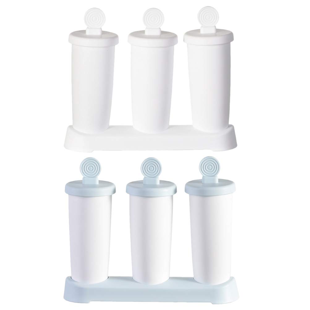 YARNOW 2PCS Reusable Popsicle Molds with Sticks - BPA-Free Food Grade Silicone Ice Pop Makers for Homemade Frozen Treats (Blue & White) - Perfect for Summer Snacks, Kids Parties & Healthy Desserts