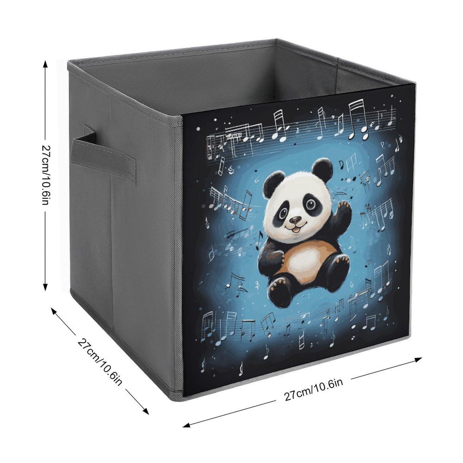 2-Pack Panda & Music Notes Printed Storage Baskets - Foldable Fabric Storage Bins for Home Organization, Closet, Nursery & Office Supplies