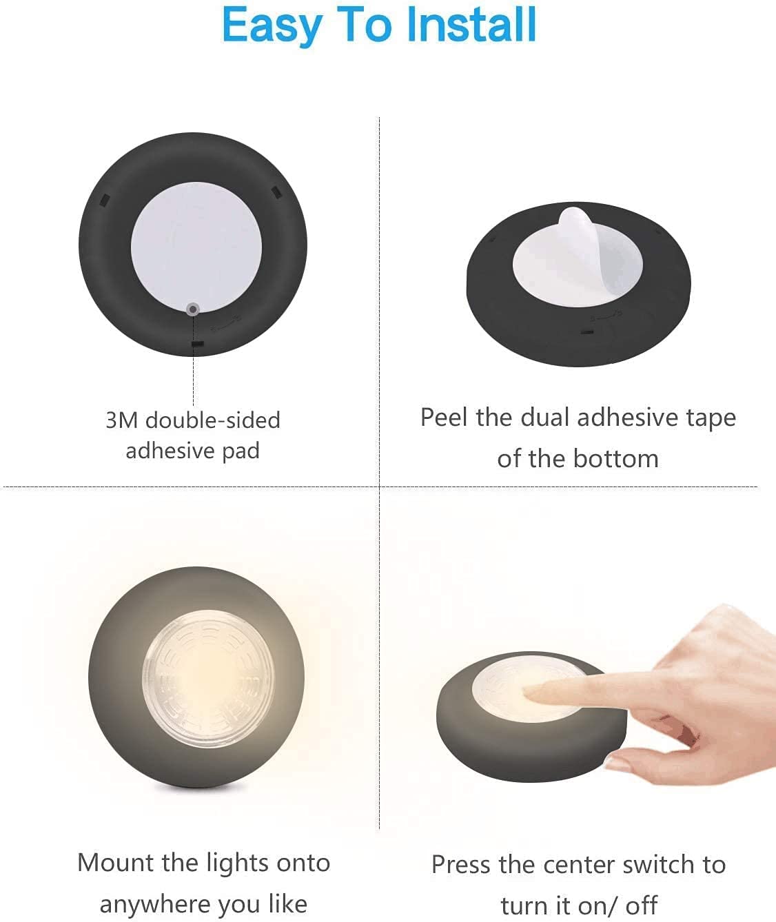 Dream Master LED Tap Lights 5 Pack - Wireless Under Cabinet Lighting for Kitchen, Closet & Counter