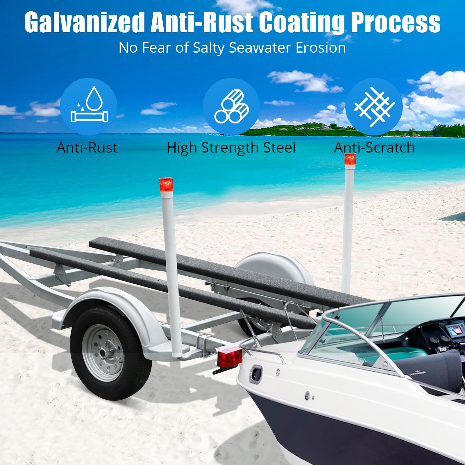 GARVEE 2PCS Rustproof Galvanized Steel Trailer Guide with LED Light - Adjustable 40
