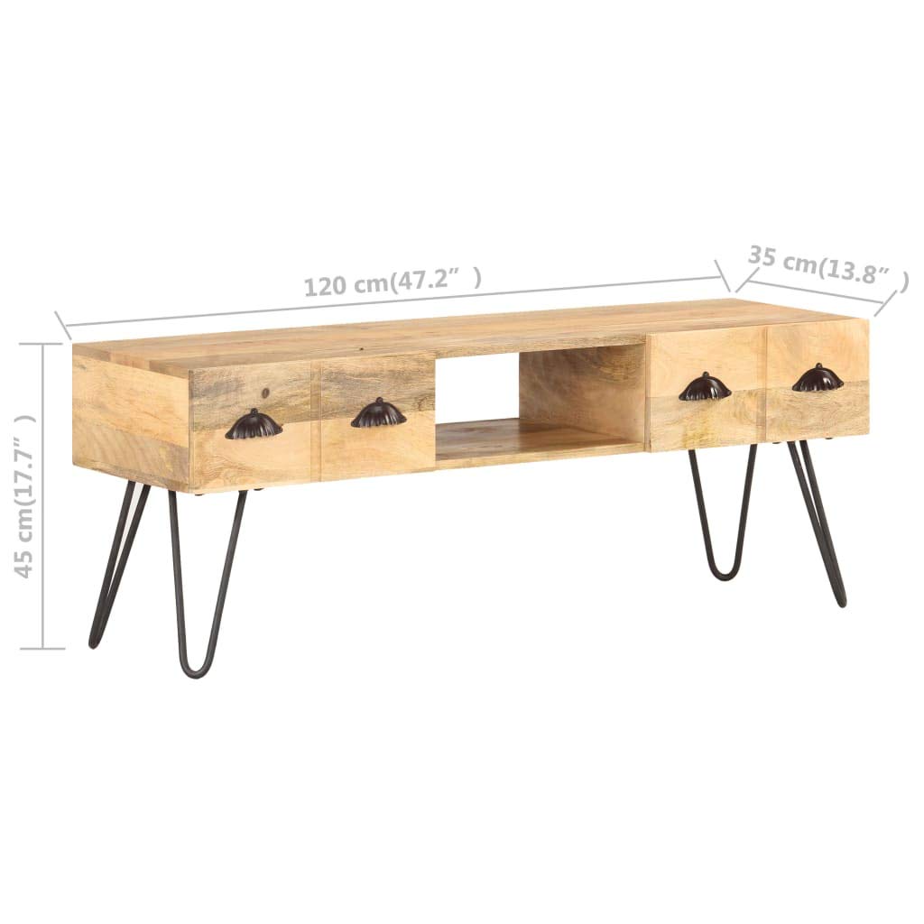 Mid-Century Modern TV Stand with 2 Storage Cabinets - 47.2