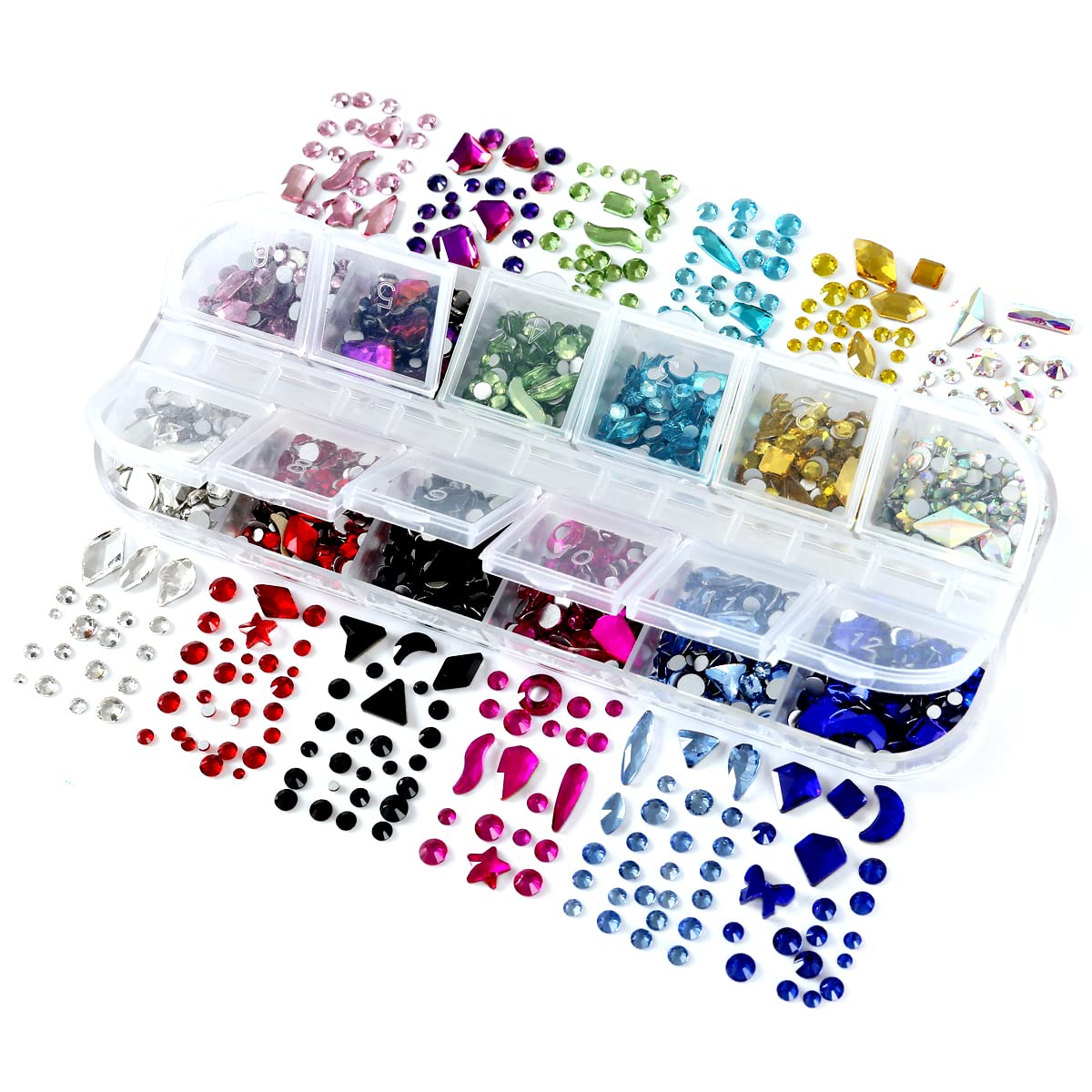 12 Colors Flatback Nail Rhinestones - 3060 Pcs 6 Size Glass Crystal Nail Gems with Picker Pencil Tweezers for Nail Art, DIY Crafts, Manicure & Pedicure Decoration - Perfect for Professional Salons, Home Nail Design & Gift Giving