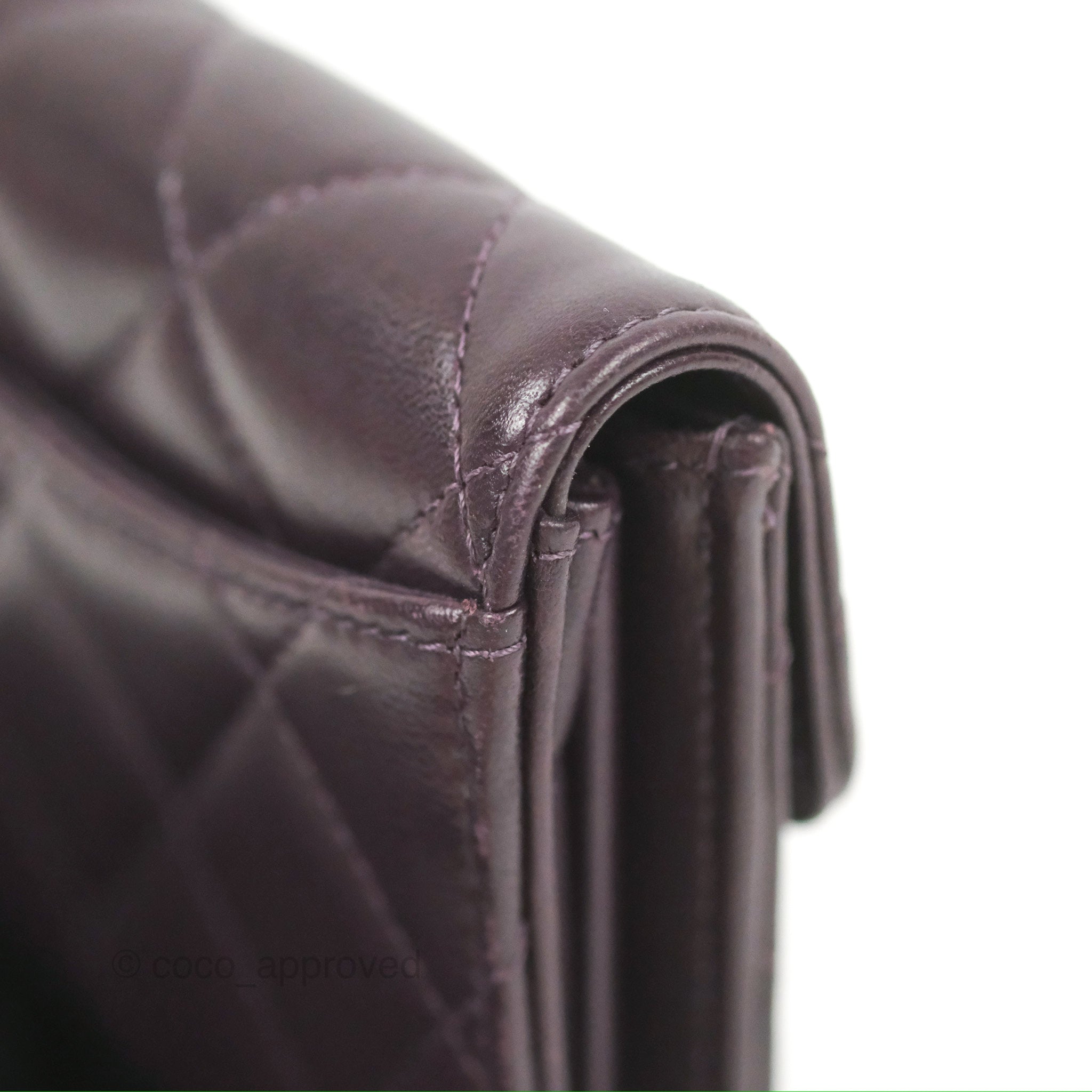 Chanel Classic Flap Coin Purse - Dark Purple Lambskin Leather with Silver Hardware | Luxury Small Wallet for Women, Perfect for Parties & Evening Events
