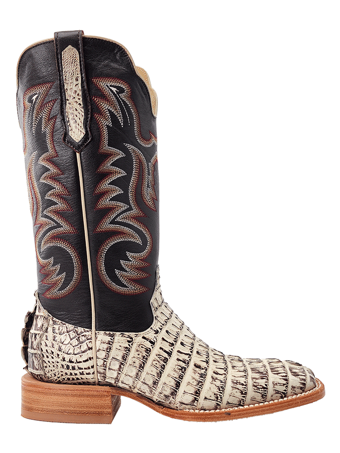 R.Watson RW3013 Men's Western Boots - Genuine Hornback Caiman Tail & Orix Leather in Chocolate Brown - Perfect for Rodeo, Country Dancing & Outdoor Adventures