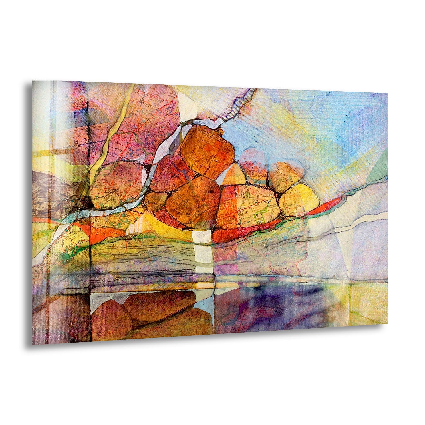Abstract Stone Reflection Glass Wall Art – Nature Inspired Earthy Tones for Living Room, Bedroom & Office Decor | Modern Handmade Home Wall Decor | Unique Earthy Color Palette