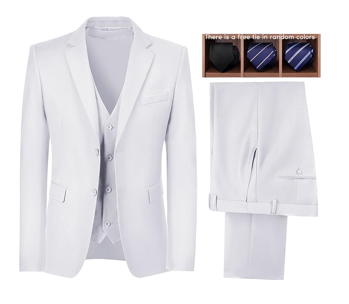 3-Piece Slim Fit Men's Suit Set - Notched Lapel Wedding Tuxedo for Groomsmen, Prom & Formal Events | Jacket, Pants & Vest Outfit for Special Occasions
