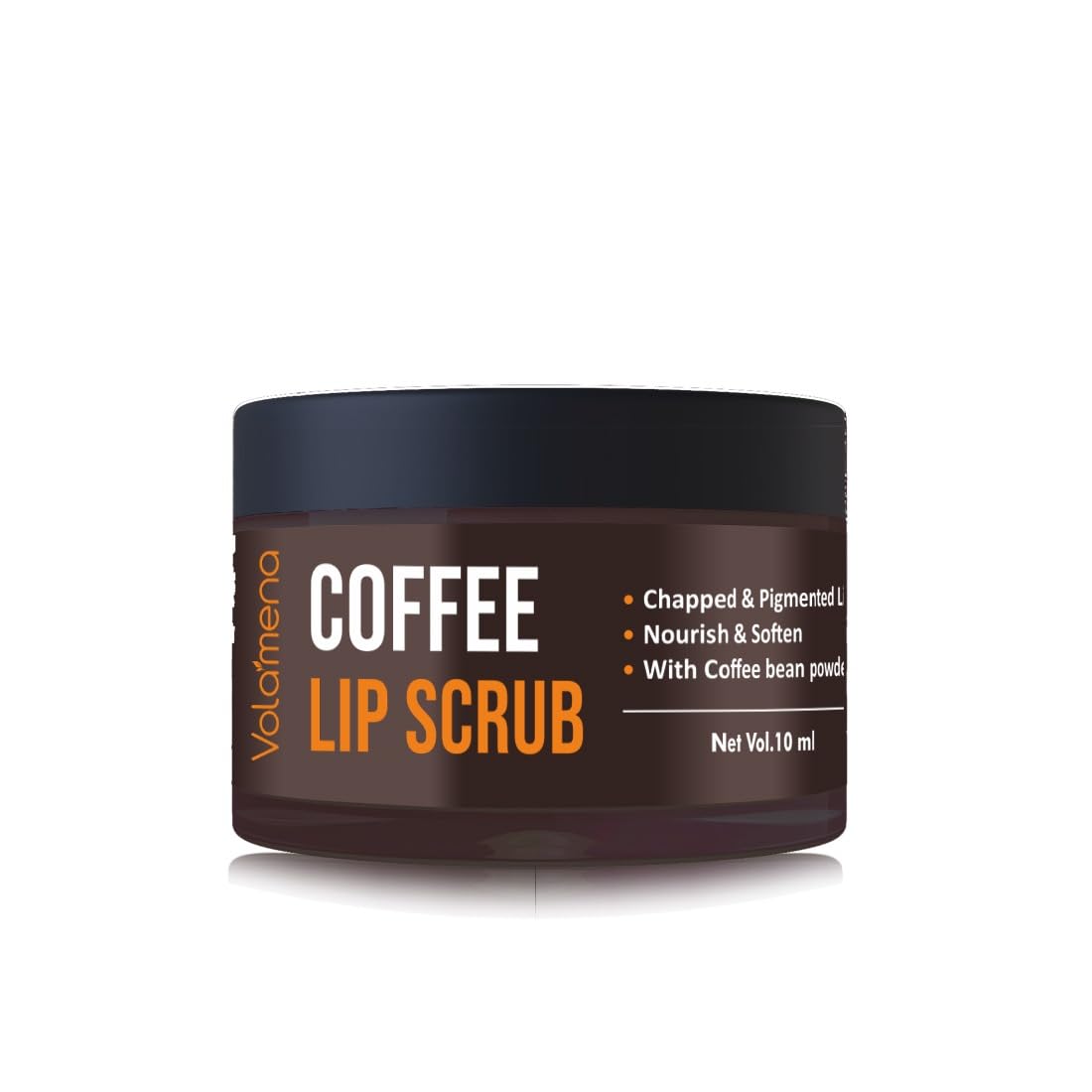 Volamena Coffee Lip Scrub with Shea Butter & Hyaluronic Acid - Hydrating & Repairing Exfoliator for Dry, Chapped Lips (10ml) | Perfect for Winter Care & Pre-Makeup Prep