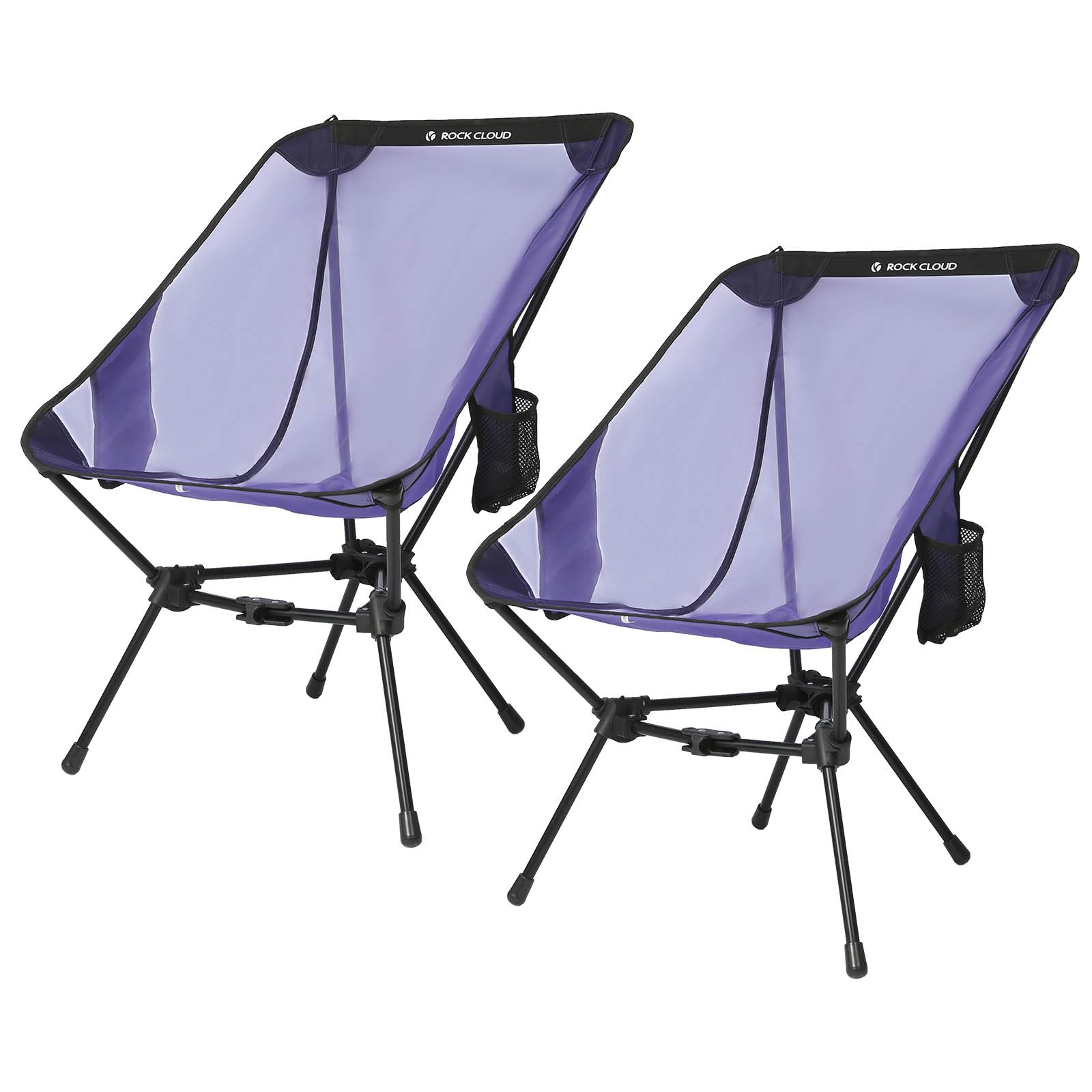 2 Pack ROCK CLOUD Ultralight Folding Camping Chairs - Portable Outdoor Chairs for Adults, Large Size with Violet Mesh - Perfect for Camping, Hiking, Backpacking, Beach, Lawn, Picnics & Sports Events