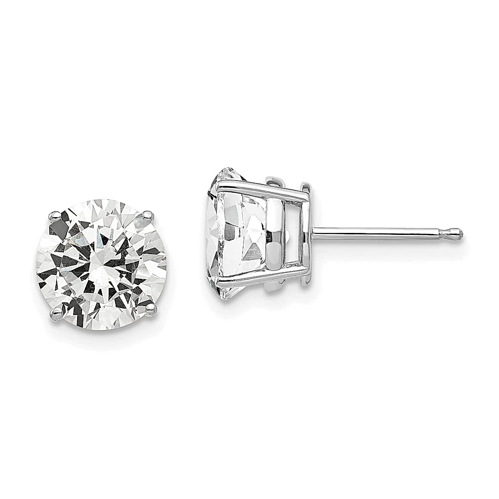 14K White Gold 8mm Cubic Zirconia Stud Earrings for Women - Hypoallergenic Fine Jewelry Gift for Her - Perfect for Weddings, Parties & Everyday Wear