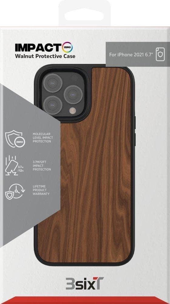 Impact Zero® Premium Walnut Wood Protective Case for iPhone 13 Pro Max - Slim & Durable Cover with Natural Wood Grain - Perfect for Everyday Use, Office & Outdoor Protection