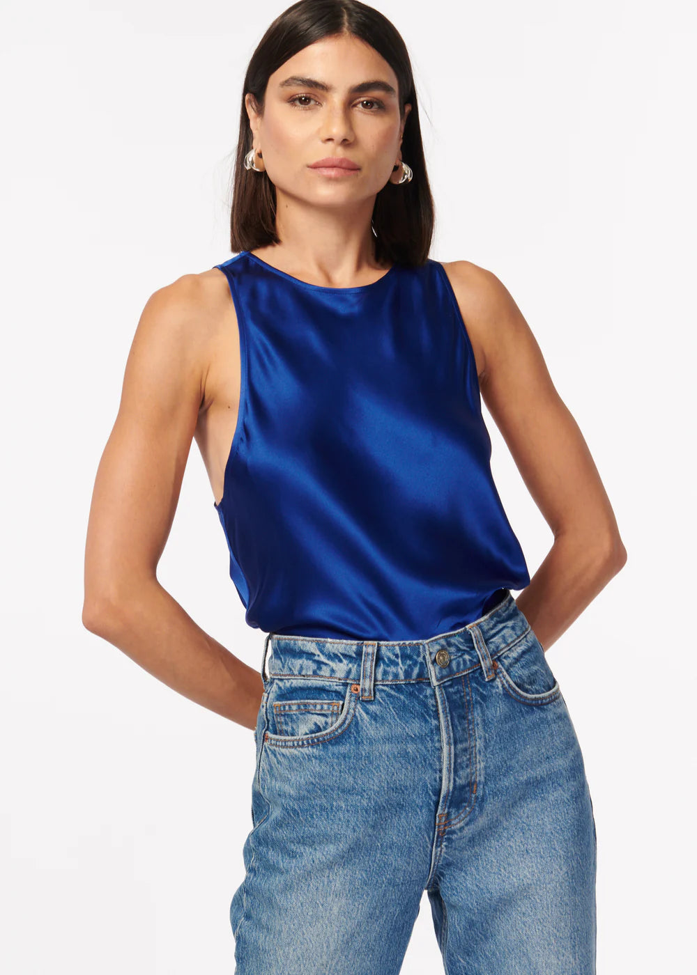 Floriana Cami Lapis - Women's Elegant Sleeveless V-Neck Camisole Top for Casual Wear, Date Night & Layering