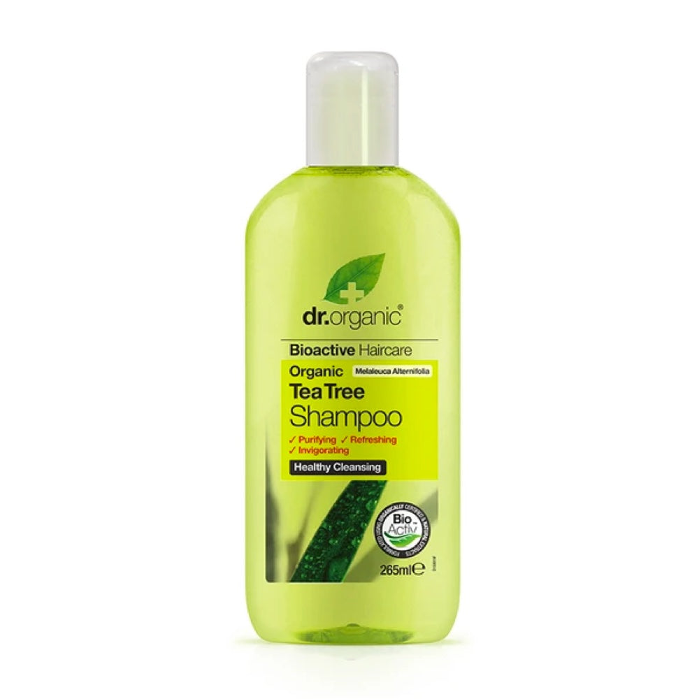 DR ORGANIC Tea Tree Shampoo 265ml - Natural Scalp Care for Dandruff & Itchy Scalp - Vegan & Sulfate-Free Hair Treatment for Men & Women - Perfect for Daily Use & Sensitive Scalp