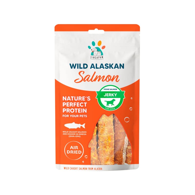 Premium Wild Alaskan Salmon Jerky for Dogs - Natural Air-Dried Dog Treats, 70g - High Protein Snack for Training, Rewards & Dental Health