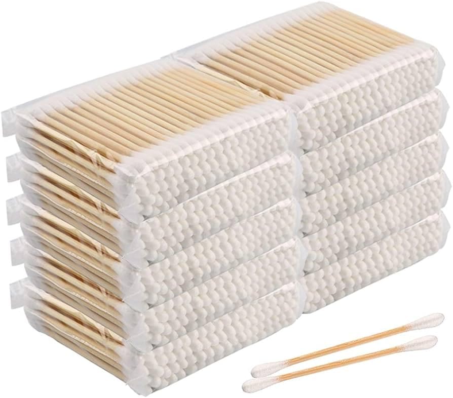 Organic Cotton Swabs for Ear Cleaning - 100% Pure Soft Bamboo Cotton Buds, 750 Sticks (1500 Tips) - Gentle Baby Hygiene & Care, Eco-Friendly Ear Cleaner - Pack of 10 - Perfect for Travel, Makeup, First Aid & Home Use