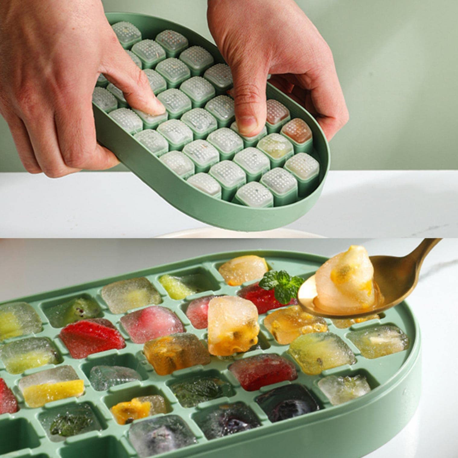 Premium Silicone Ice Cube Trays with Lid - 36 Large Cubes for Whiskey, Cocktails & Chilled Drinks | BPA-Free, Stackable & Flexible Design | Perfect for Home Bars, Parties & Outdoor Gatherings