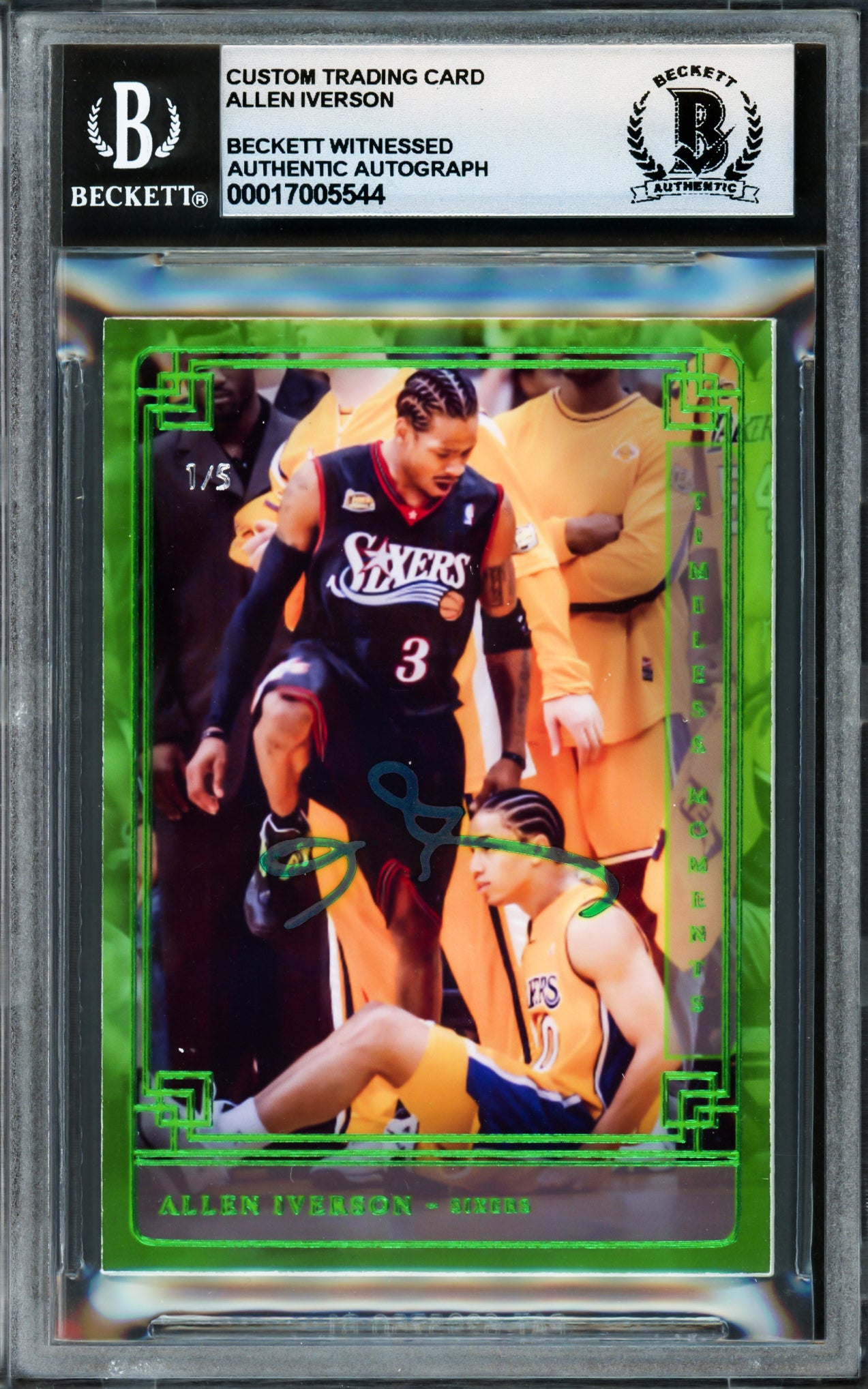 Allen Iverson Autographed Philadelphia 76ers Timeless Moments Card #TML AI #/5 Beckett BAS Witness - Perfect for NBA Memorabilia Collectors & 76ers Fans Display