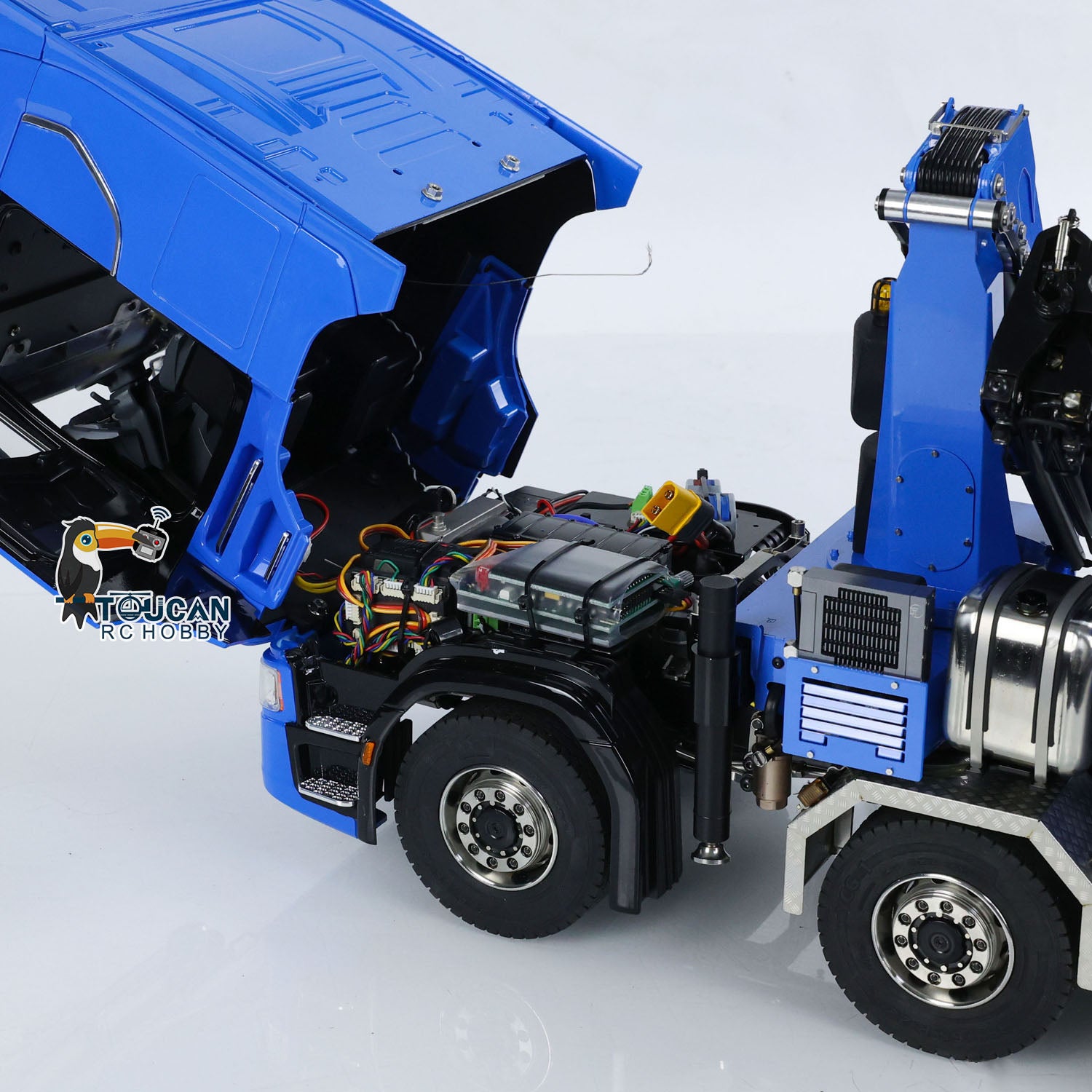 1:14 Scale 770S 5-Axle 10x10 Metal Chassis RC Hydraulic Dump Truck with Remote Control Crane & Roll Off Dumper - Frsky XE Lite RC Construction Vehicle Model for Off-Road Play & Professional Simulation