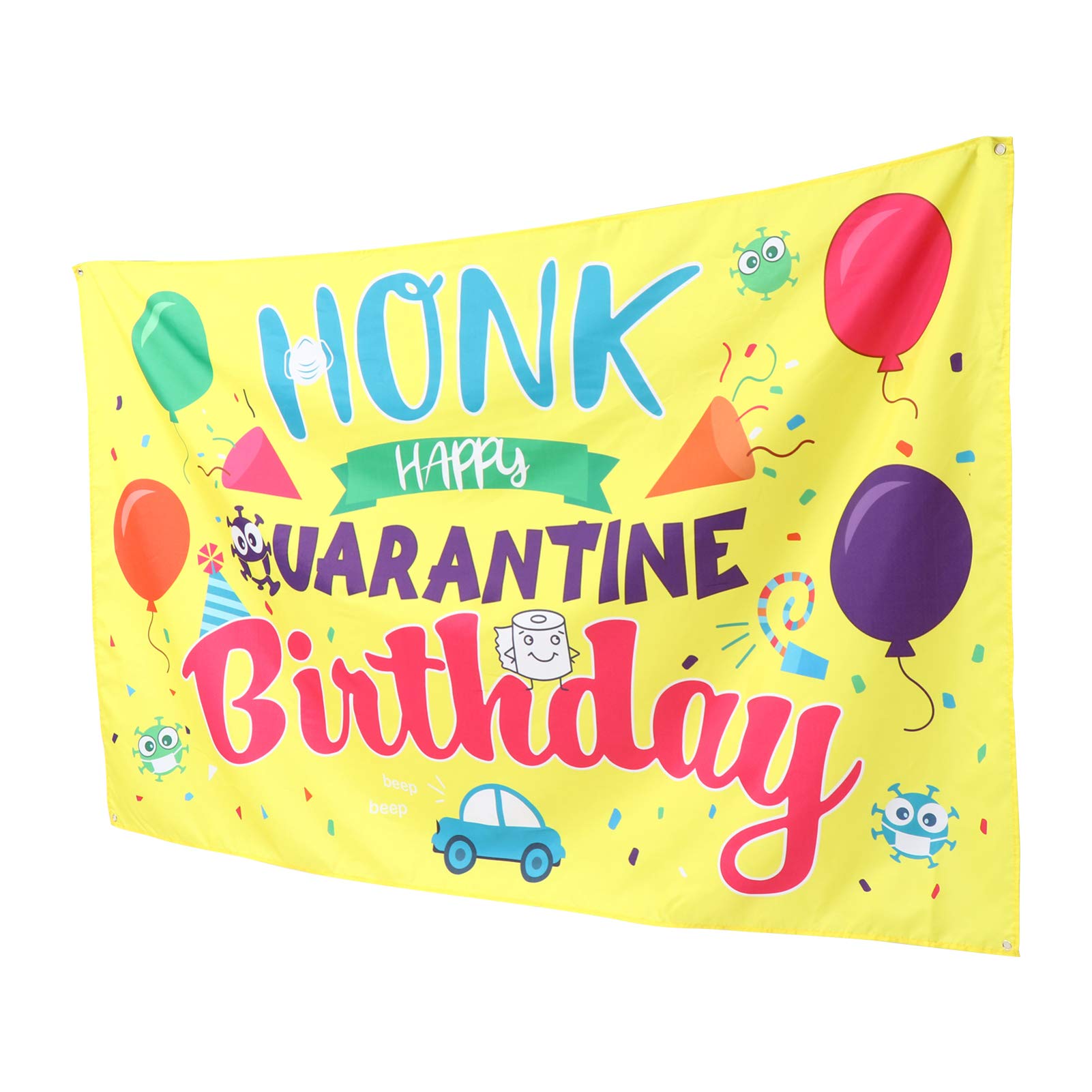Happy Quarantine Birthday Backdrop - Social Distancing Theme Party Banner for Photography & Wall Decor | Perfect for Virtual Celebrations, Zoom Parties & Safe Distanced Gatherings