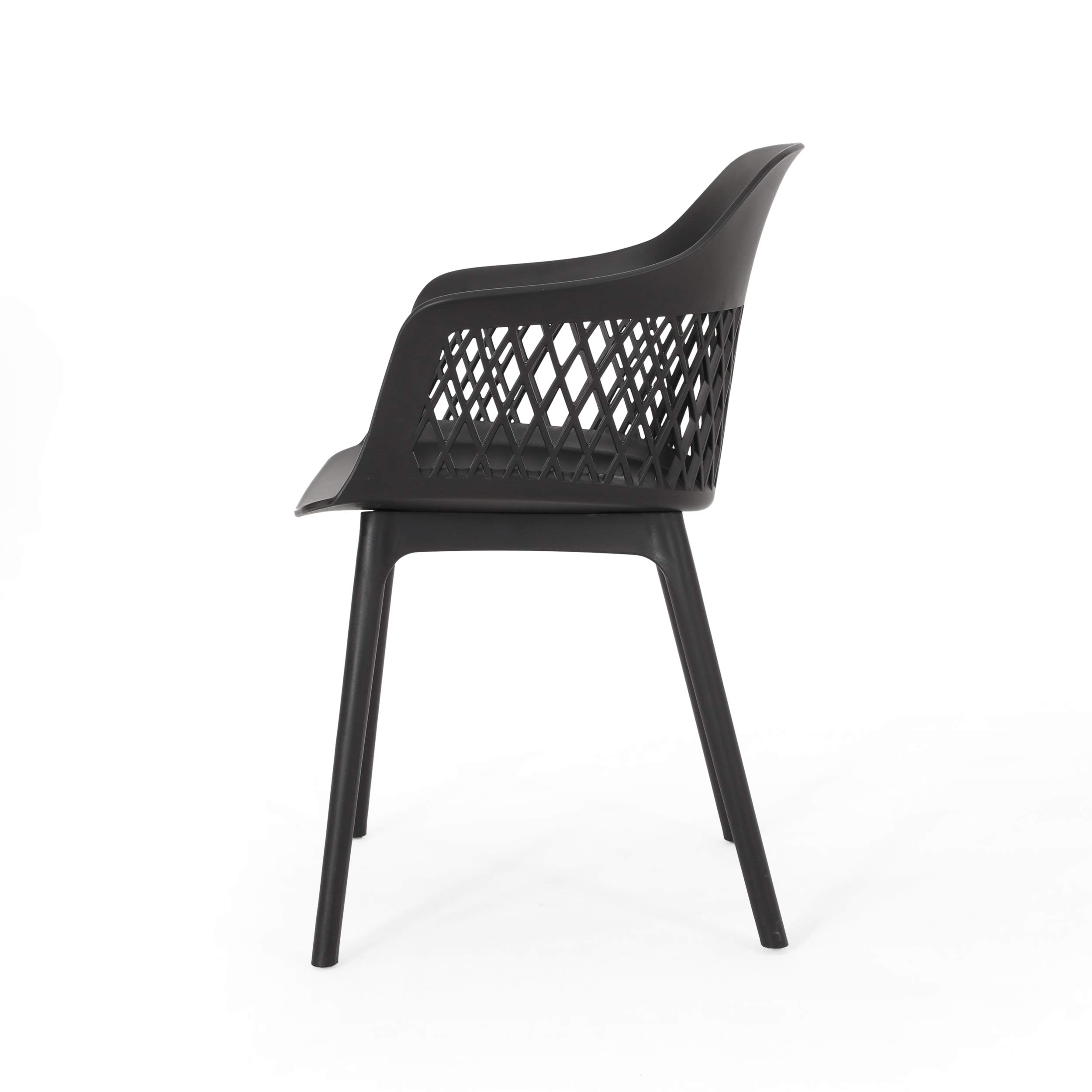 Christopher Knight Home Madeline Outdoor Dining Chairs (Set of 2) - Weather-Resistant Black Patio Furniture for Garden, Poolside, and Backyard Dining