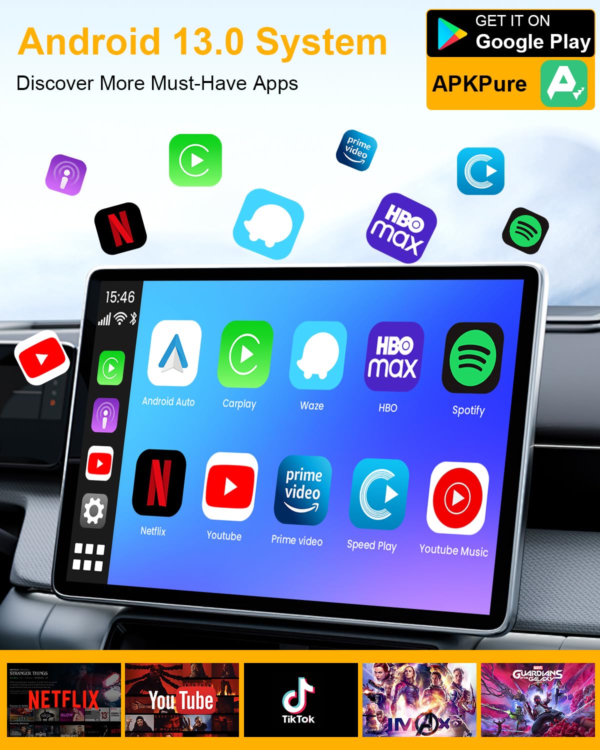 Wireless CarPlay Adapter & Android Auto Wireless Dongle - Magic Link AI Box for Netflix/YouTube/TF Card/USB - Converts Wired to Wireless CarPlay - Plug & Play for OEM Cars - Perfect for Road Trips & Commuting