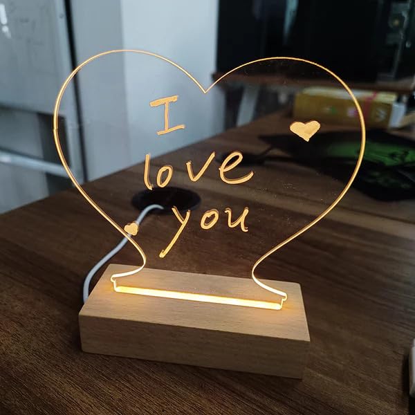 BABADEE'S Creative LED Night Light Note Board - USB Powered 3D Heart Message Board with Pen, Decorative Night Lamp for Bedroom, Nursery & Gift Ideas