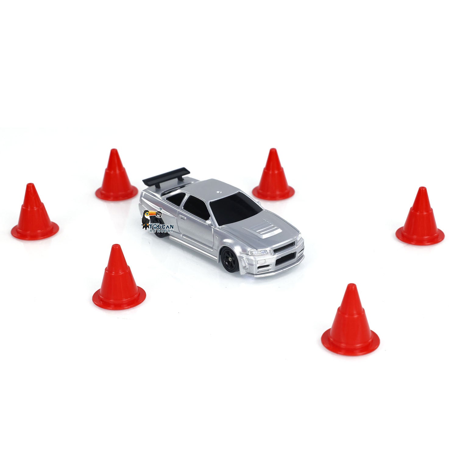 1:43 Ready to Run Remote Control Drift Race Car - 4WD High Speed RC Toy Car with Rubber Tires & Traffic Cones - Perfect for Indoor/Outdoor Racing, Drifting, and Kids Playtime