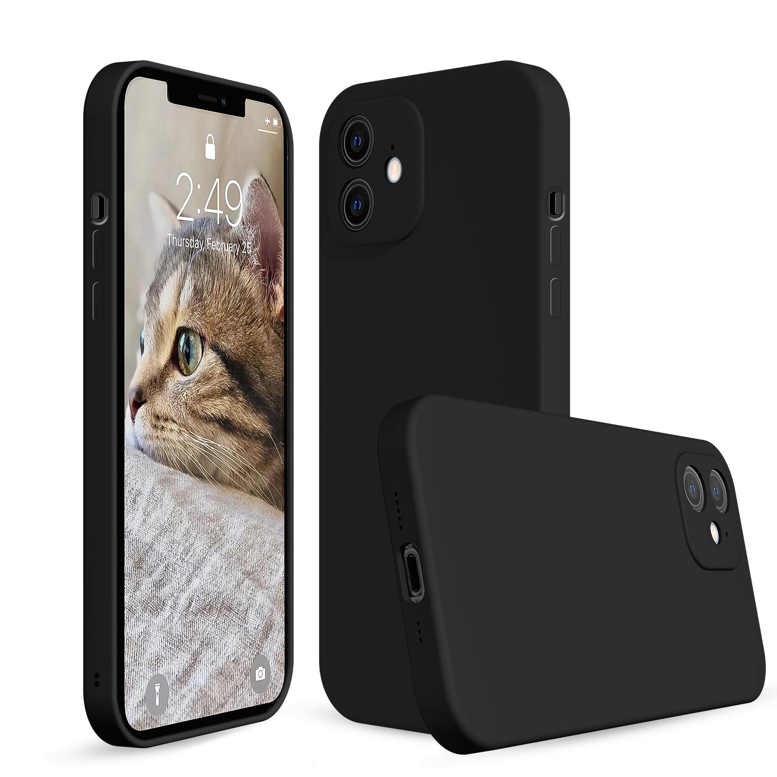 Premium Liquid Silicone Case for iPhone 12 (6.1 Inch) - Slim Protective Cover with Soft-Touch Finish | Shockproof & Scratch Resistant | Perfect for Everyday Use, Work & Travel (Black)