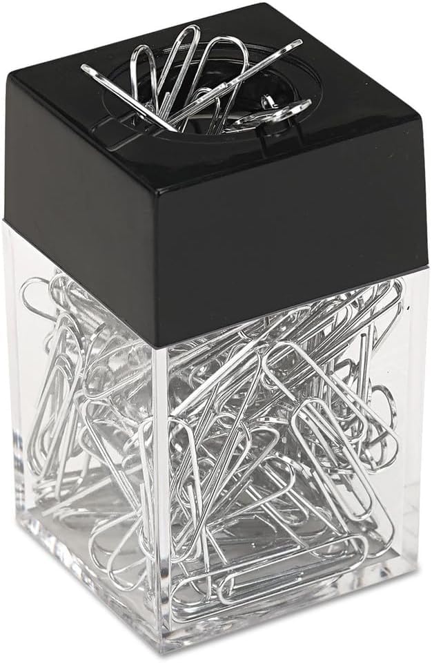 Black Magnetic Paper Clip Dispenser Holder - Strong Desk Organizer for Office, School & Workspace - Perfect for Paperclips, Office Supplies & Stationery Organization (Ideal for Filing, Document Sorting & Desk Accessories)