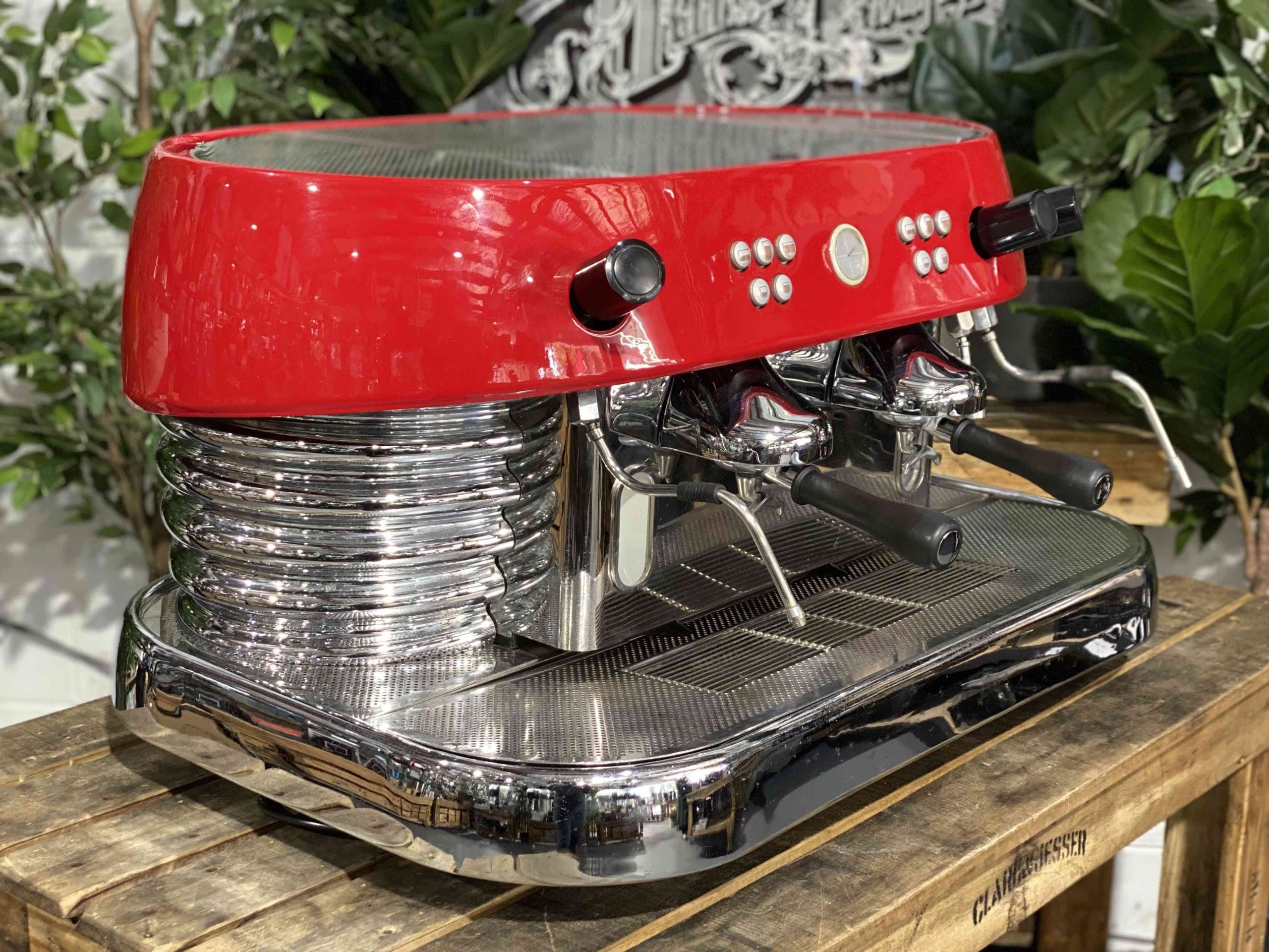 Brasilia Excelsior 2 Group Commercial Espresso Machine - Professional Red Coffee Maker for Cafes, Restaurants & Coffee Shops - Perfect for High Volume Brewing & Barista Use