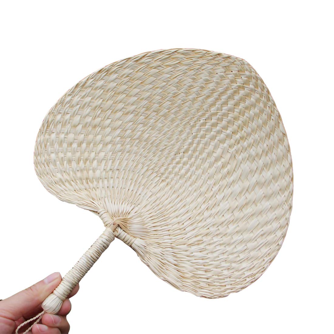 Handmade Rattan Fan - Natural Palm Leaf Handheld Fan for Weddings, Parties & Home Decor - Boho Style Bamboo Fan - Perfect Gift for Women - Use for Bridal Shower, Baby Shower, Photo Props & Tropical Themed Events