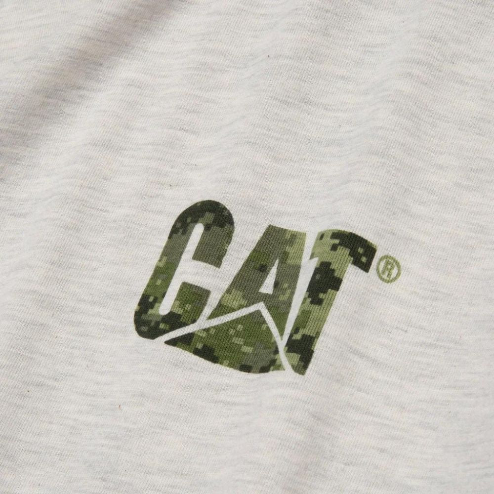 CAT Trademark Banner Long Sleeve Work Shirt 1510034 - Cream Heather | Durable Cotton Workwear for Construction & Outdoor Jobs | Perfect for Mechanics, Engineers & Heavy Duty Work