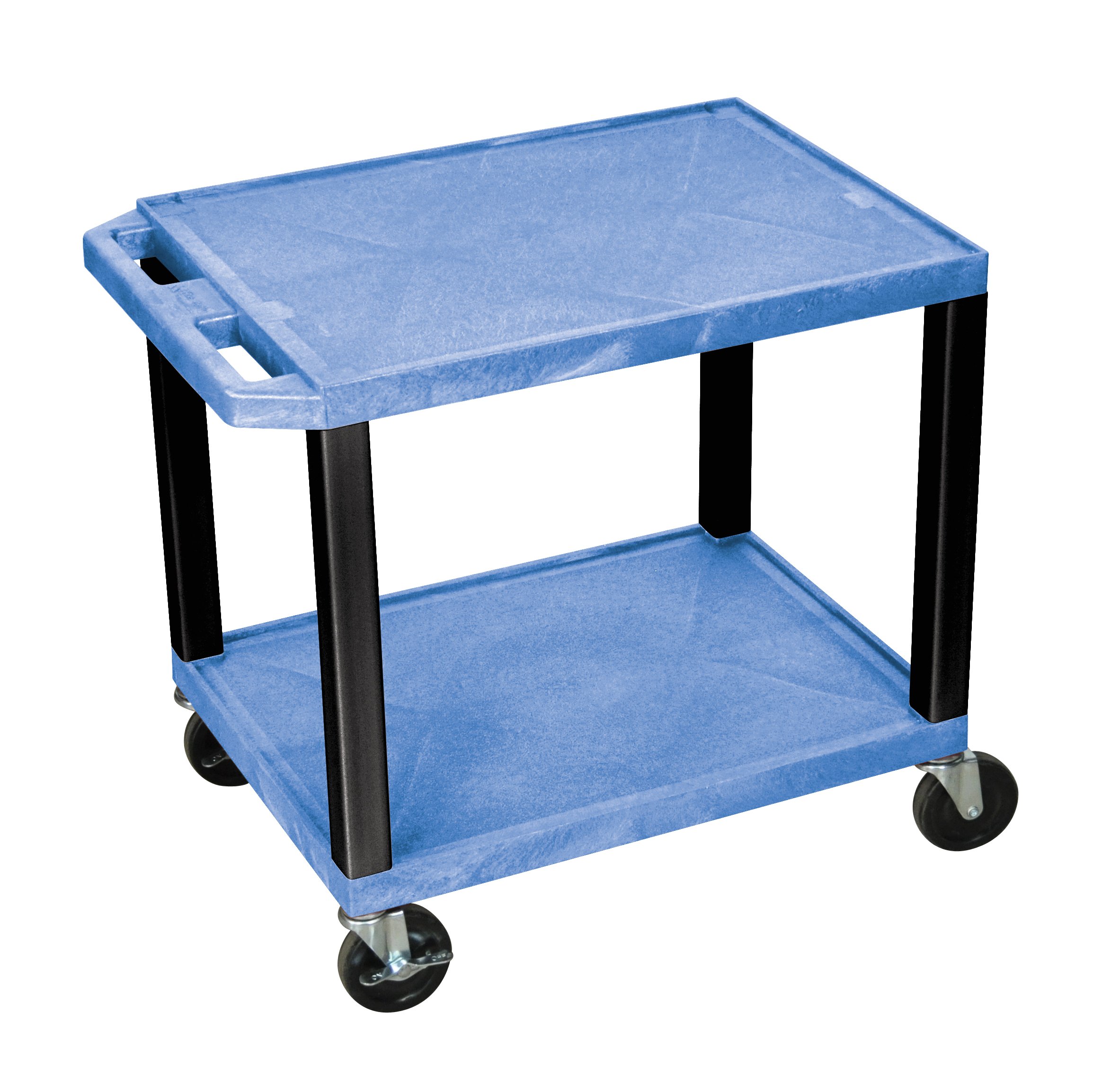 Offex WT26BU-B Heavy Duty Tuffy AV Cart with 2 Shelves & Black Legs - Rolling Media Storage Cart for Classrooms, Offices & Home Organization
