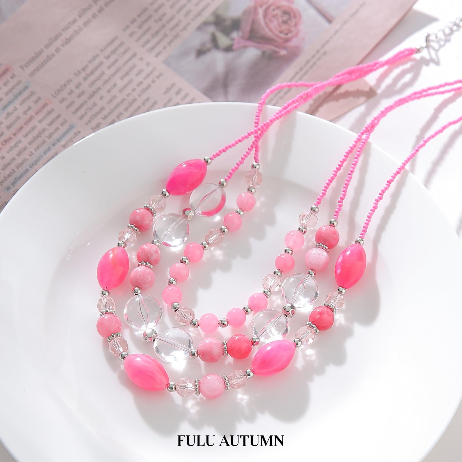Chunky Layered Beaded Necklaces for Women - Multi Strand Statement Necklace Fashion Jewelry Gift for Mom, Birthday, Anniversary | Perfect for Fall Outfits, Office Wear & Special Occasions
