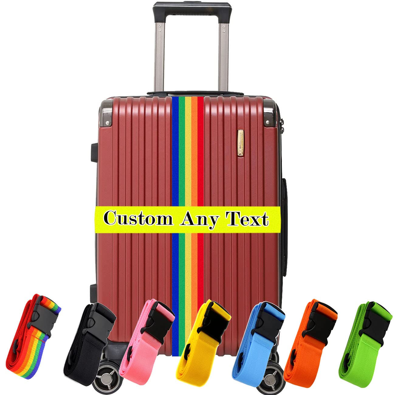 Custom Personalized Luggage Straps with Embroidered Name - Adjustable Suitcase Belt for Secure Travel (38