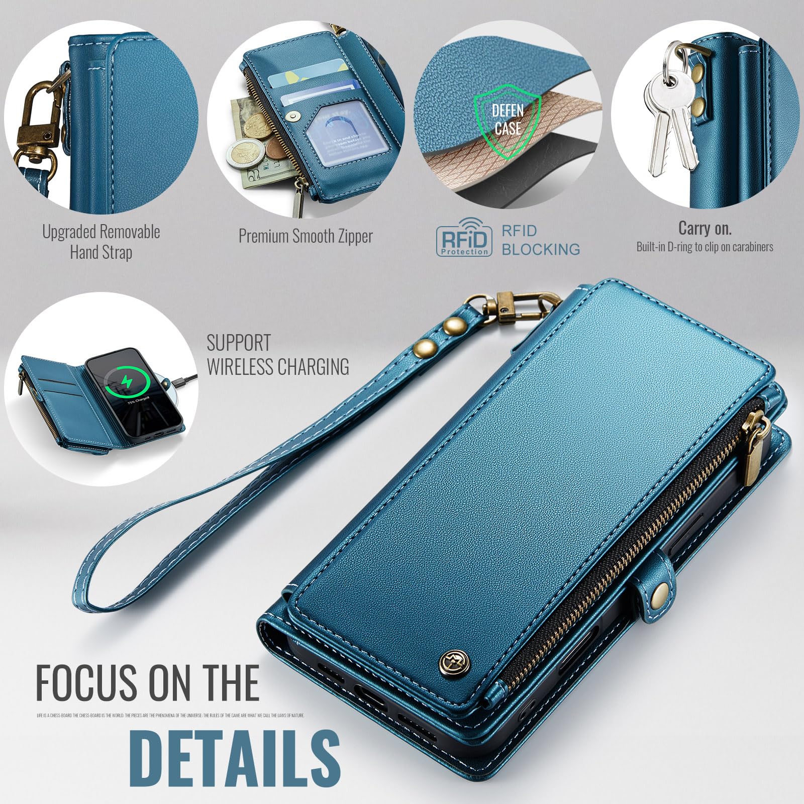 RFID Blocking PU Leather Wallet Case for iPhone 15 (6.1