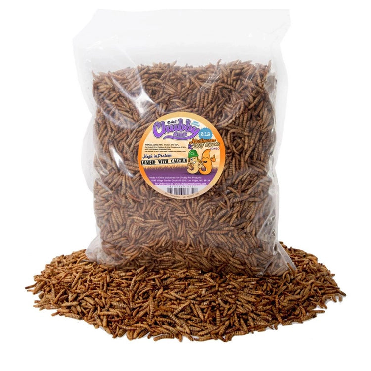 Premium Chubby Mix Dried Mealworms & Black Soldier Fly Larvae - High Protein Bird & Reptile Food, 2 lb Resealable Bag - Perfect for Chicken Treats, Wild Bird Feeding & Pet Reptile Nutrition
