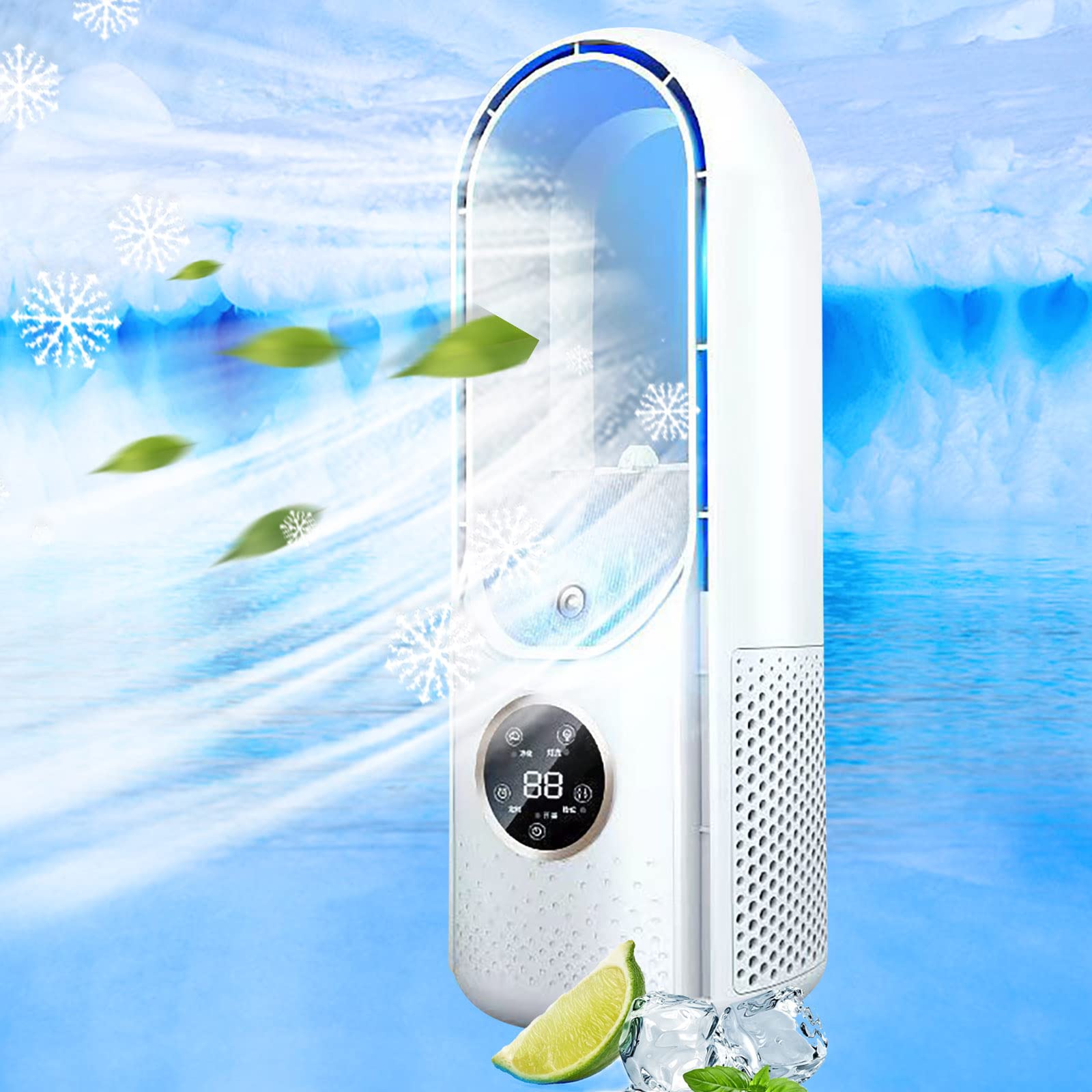 Bilukmi Leafless Air Cooler - USB Portable Desktop Fan with Cooling, Humidifying & Timer Function for Home, Dorm, Office | Perfect for Summer, Bedroom, Workspace & Personal Use