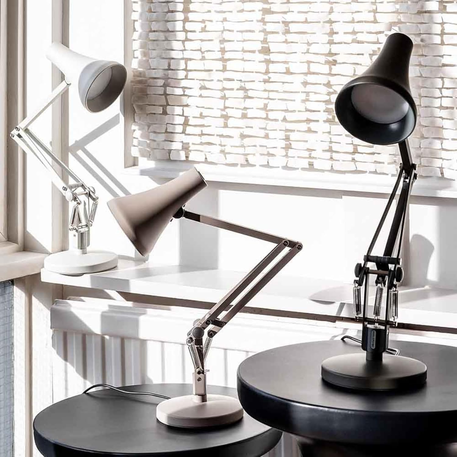 90 Mini Desk Lamp with Dimmable LED Bulb, USB Power Cable - Adjustable Aluminum Shade & Arms, Satin Anodized Finish, Chrome Plated - Perfect for Small Spaces, Office, Home Decor, Reading Light, Nightstand Lamp, Study Desk - Gift Idea (Biscuit Beige)