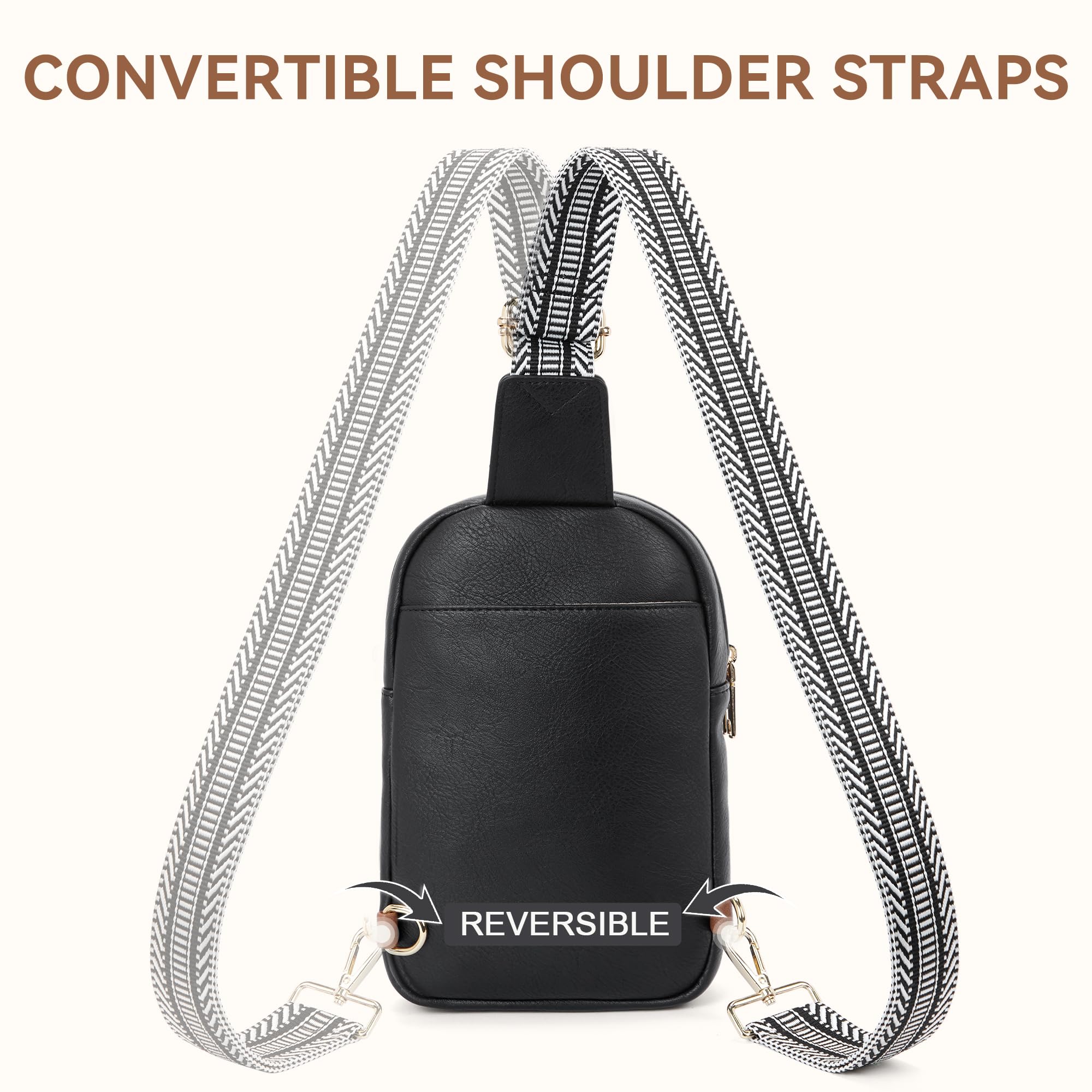 BOSTANTEN Women's Vegan Leather Crossbody Sling Bag - Large Fanny Pack Purse for Travel, Work, Gym & Daily Use