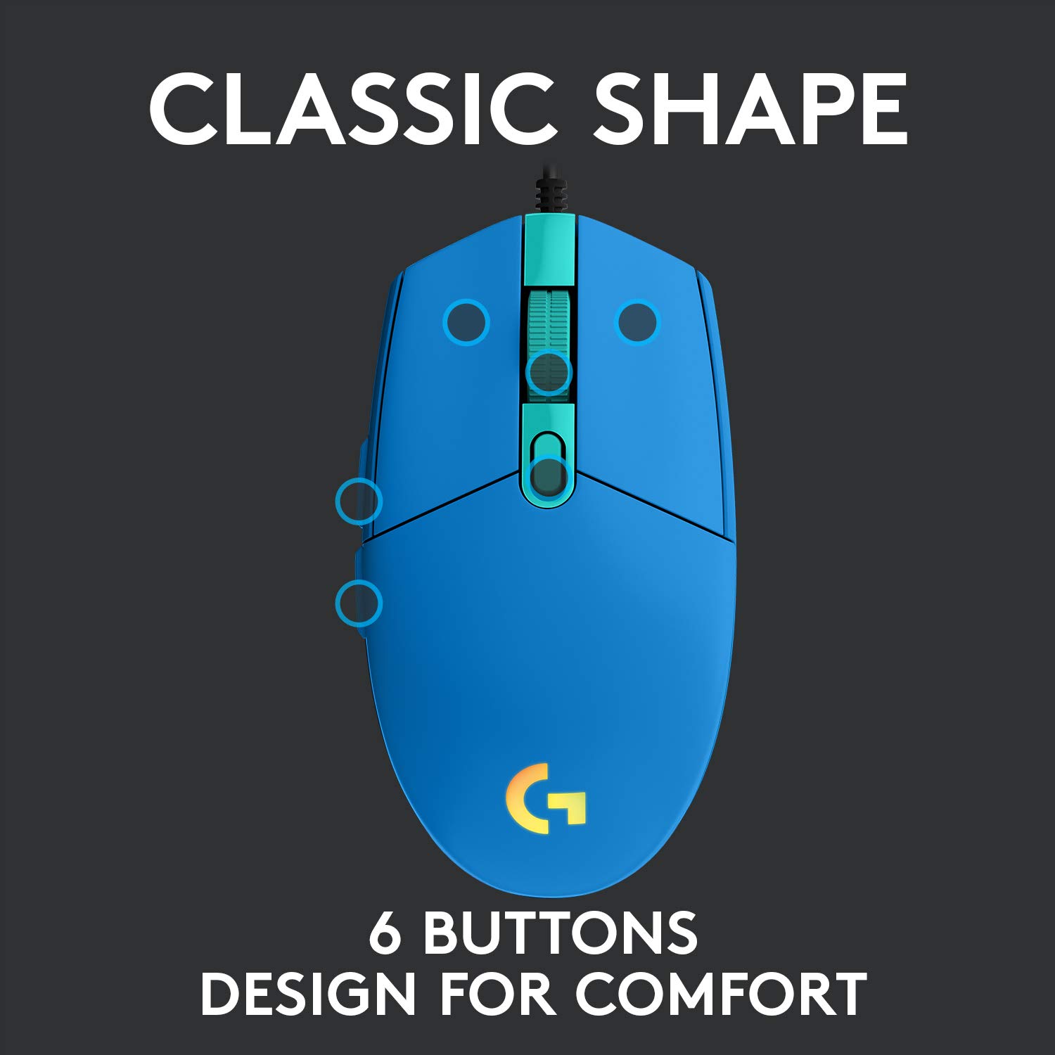 Logitech G203 2nd Gen Wired Gaming Mouse - 8000 DPI, RGB LIGHTSYNC Lighting, 6 Programmable Buttons, On-Board Memory | Compatible with PC, Mac, Laptop | Perfect for FPS, MOBA Gaming & Office Work