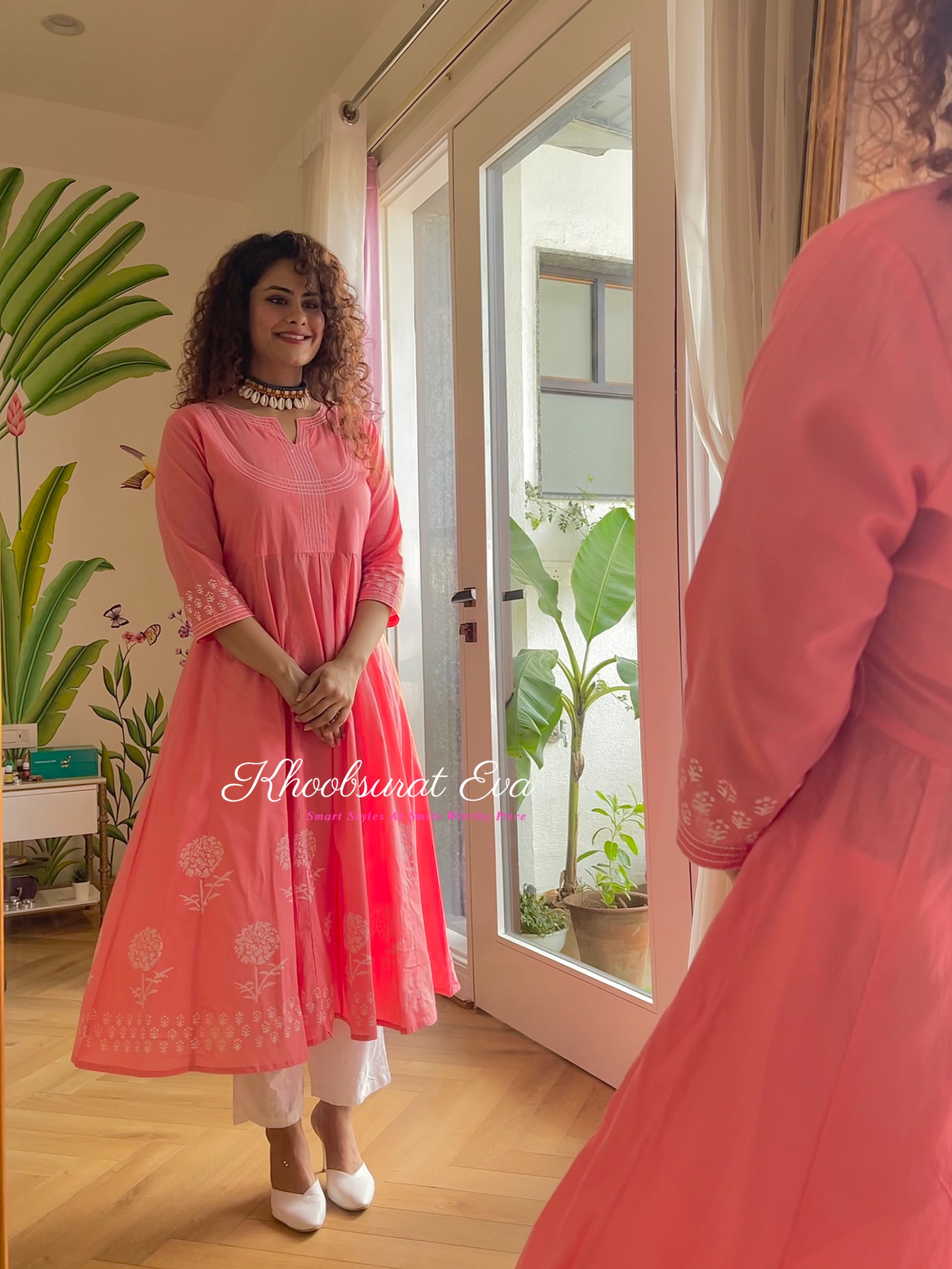 Elegant Pink Anarkali Kurta Set for Women - Traditional Indian Ethnic Dress with Churidar & Dupatta - Perfect for Weddings, Festivals & Special Occasions