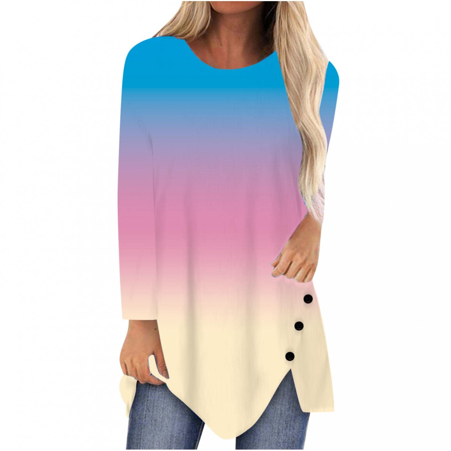 Trendy 2022 Women's Long Sleeve Crew Neck Graphic T-Shirt - Loose Fit Casual Pullover Blouse for Everyday Wear | Perfect for Work, Weekend Outings & Layering in Djibouti Fashion