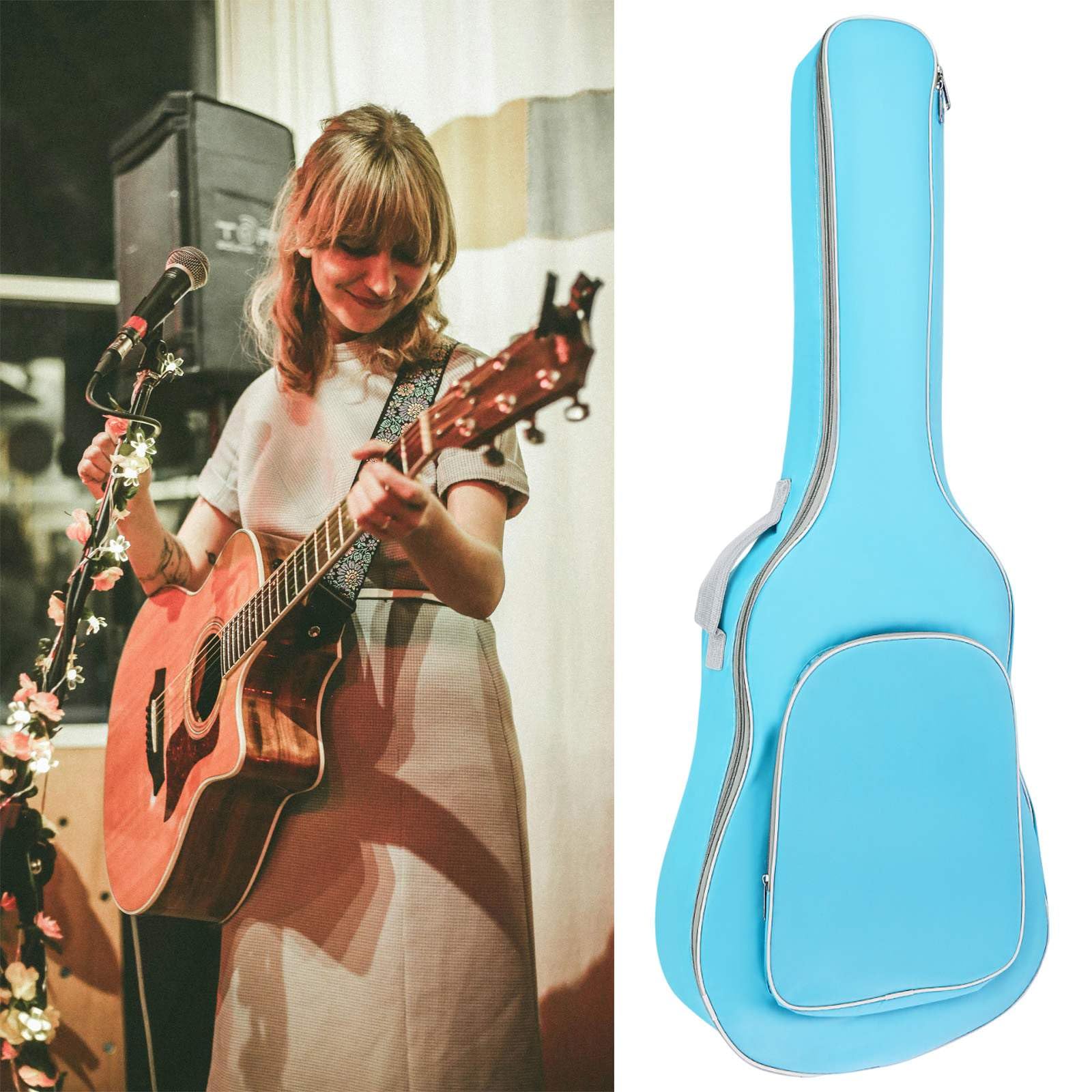 40-41 Inch Acoustic Guitar Bag with Adjustable Double Shoulder Straps - Waterproof Soft Padded Gig Case for Classical Guitars - Large Storage Pocket - Perfect for Travel, Practice & Performance (Blue)