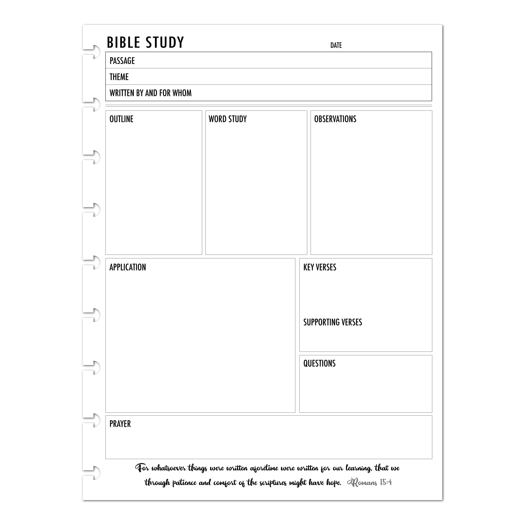 9 Disc Bible Study Refill for Happy Planner, 7x9.25